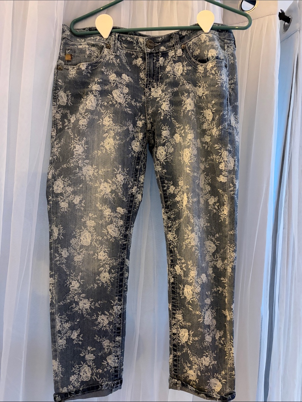 Dear John Floral Printed Skinny Cropped Capri Denim Jeans Size 29